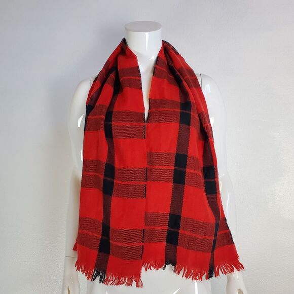 Red Tartan Plaid Scarf - Picture 2 of 4